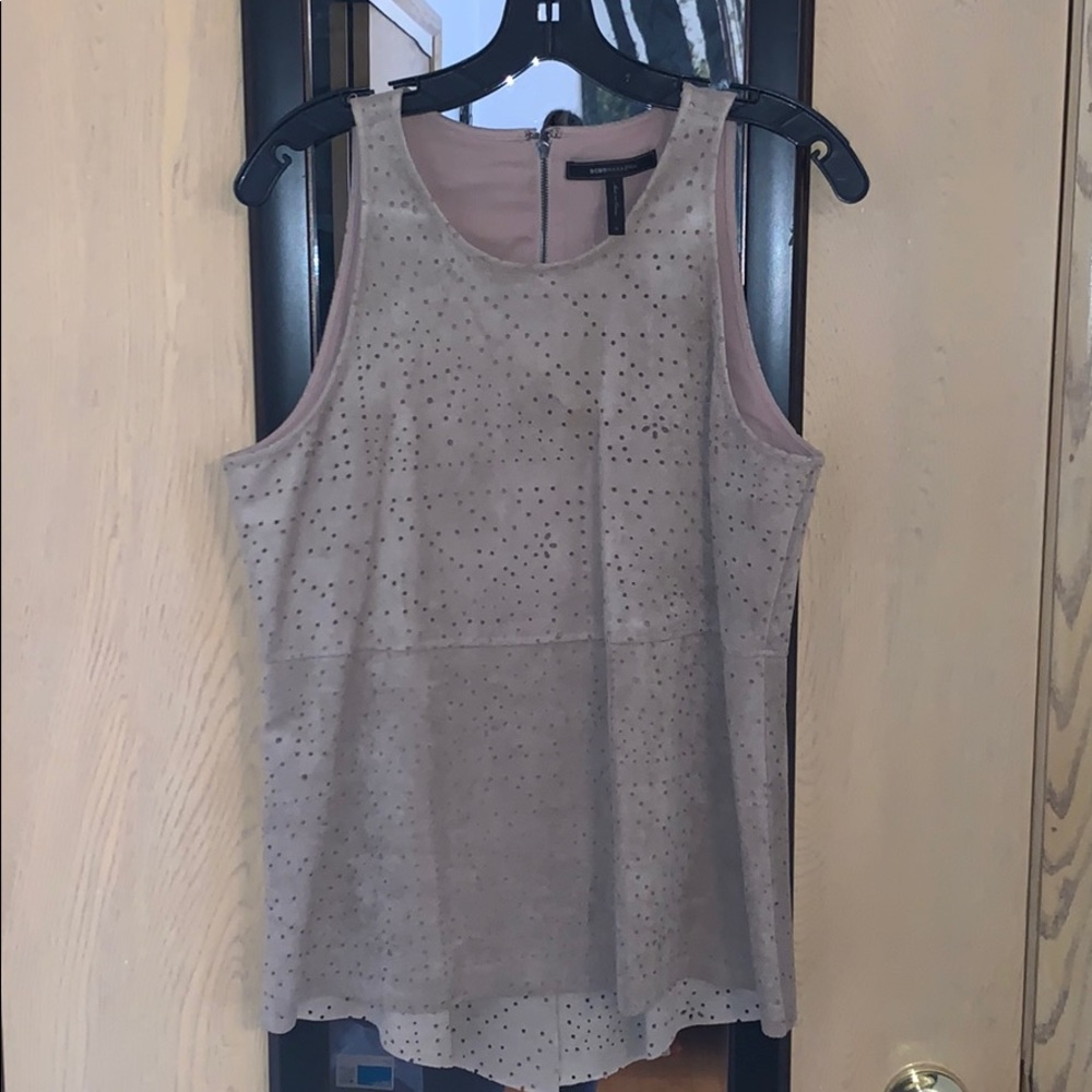 BcbgMaxAzria tan faux suede top
